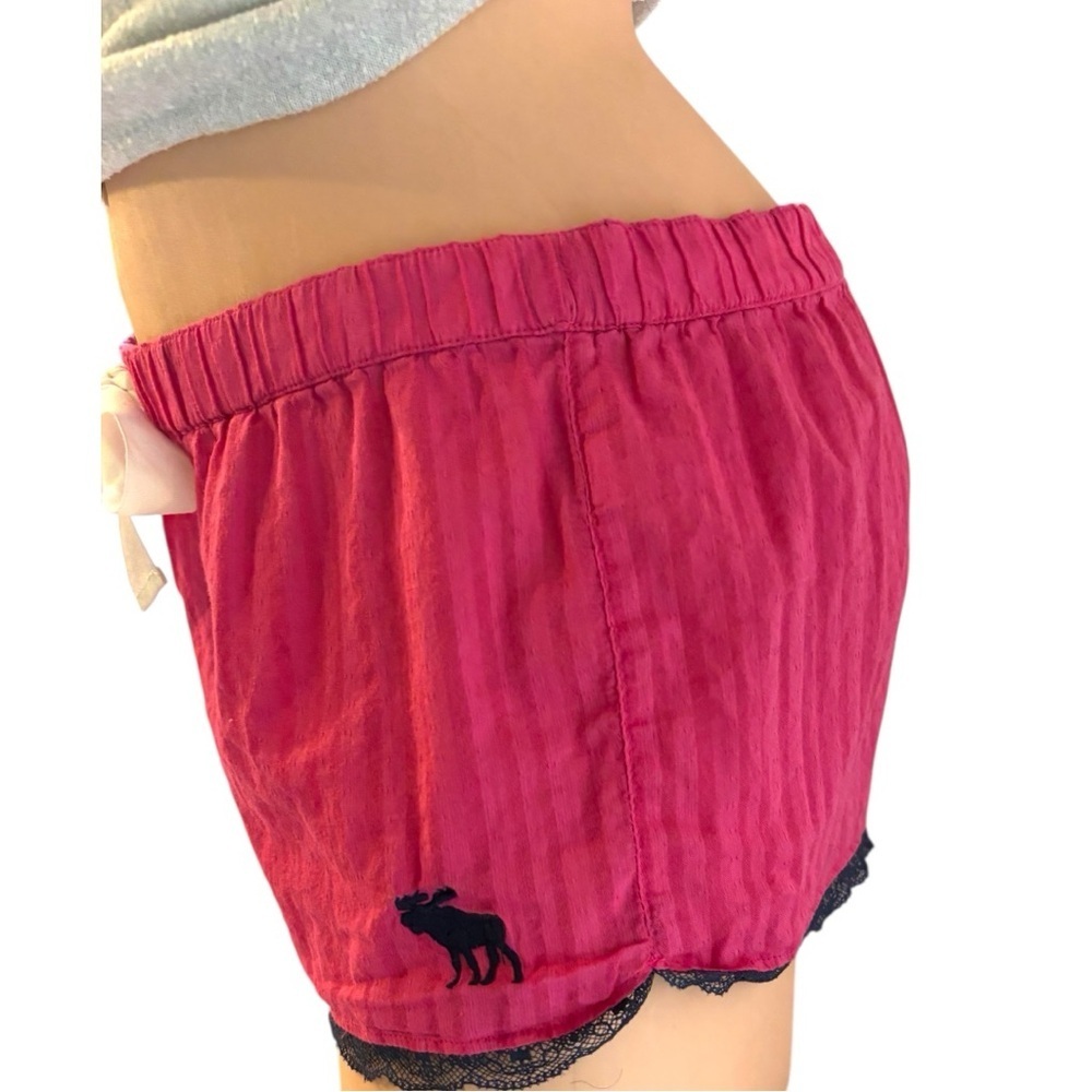 Y2K vintage Abercrombie & Fitch pink Striped Shorts feminine boxer blue lace - Picture 6 of 10